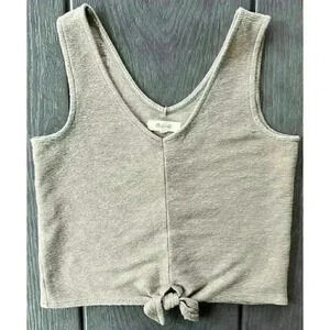 Madewell Tan Sleeveless Tie Front Crop Tank Top